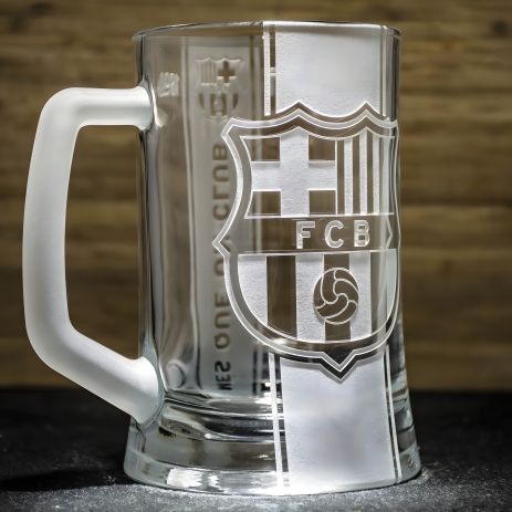 Пивний келих з гравіюванням ФК Барселона FC Barcelona з лозунгом і матовою ручкою