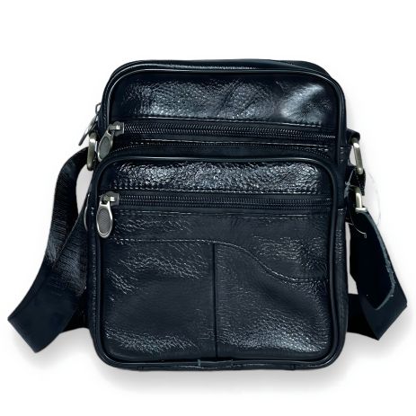 Сумка через плечо, натуральная кожа, 1 отделение, фронтальные карманы, черная