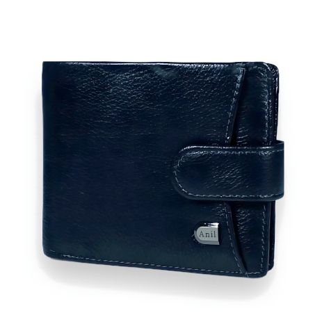 Чоловічий гаманець із 2 відділами для купюр і 5 відділами для карток, чорного кольору