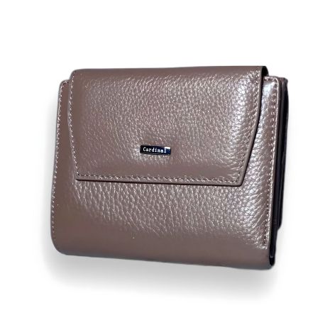 Жіночий гаманець з натуральної шкіри, коричневий, з 2 відділеннями для купюр