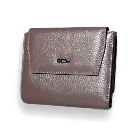 Жіночий гаманець з натуральної шкіри, коричневий, з 2 відділеннями для купюр