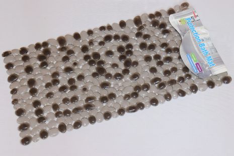 Силіконовий килимок для душу на присосках 68*35 см Каміння, Коричневий