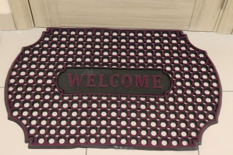 Гумовий килимок брудозахисний, соти, 60*90 см, кольоровий, Малиновий Гумовий килимок брудозахисний, соти, 60*90 см, кольоровий, Малиновий