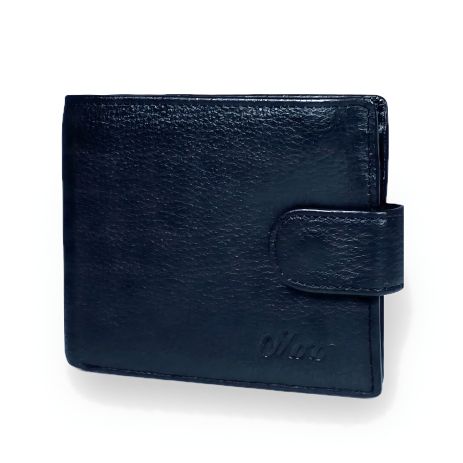 Гаманець чоловічий зі шкіри: 2 відділи для купюр, 8 слотів для карток, чорний колір