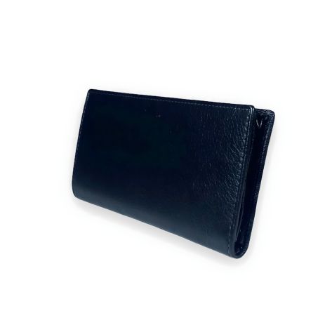 Чоловічий гаманець, натуральна шкіра, 2 відділення для купюр, чорний