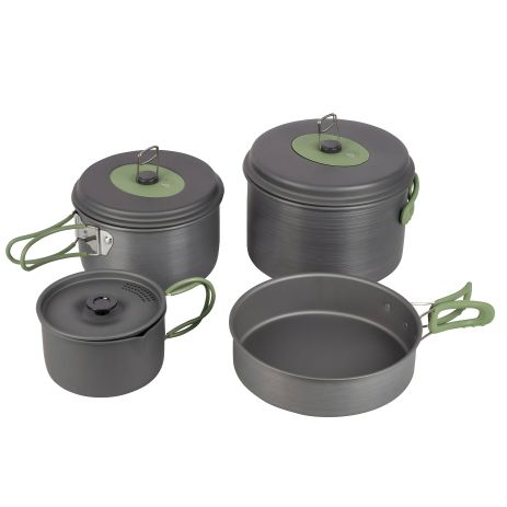 Bo-Camp Explorer набір посуду 4 Pieces, Hard Anodized Grey/Green (2200244)