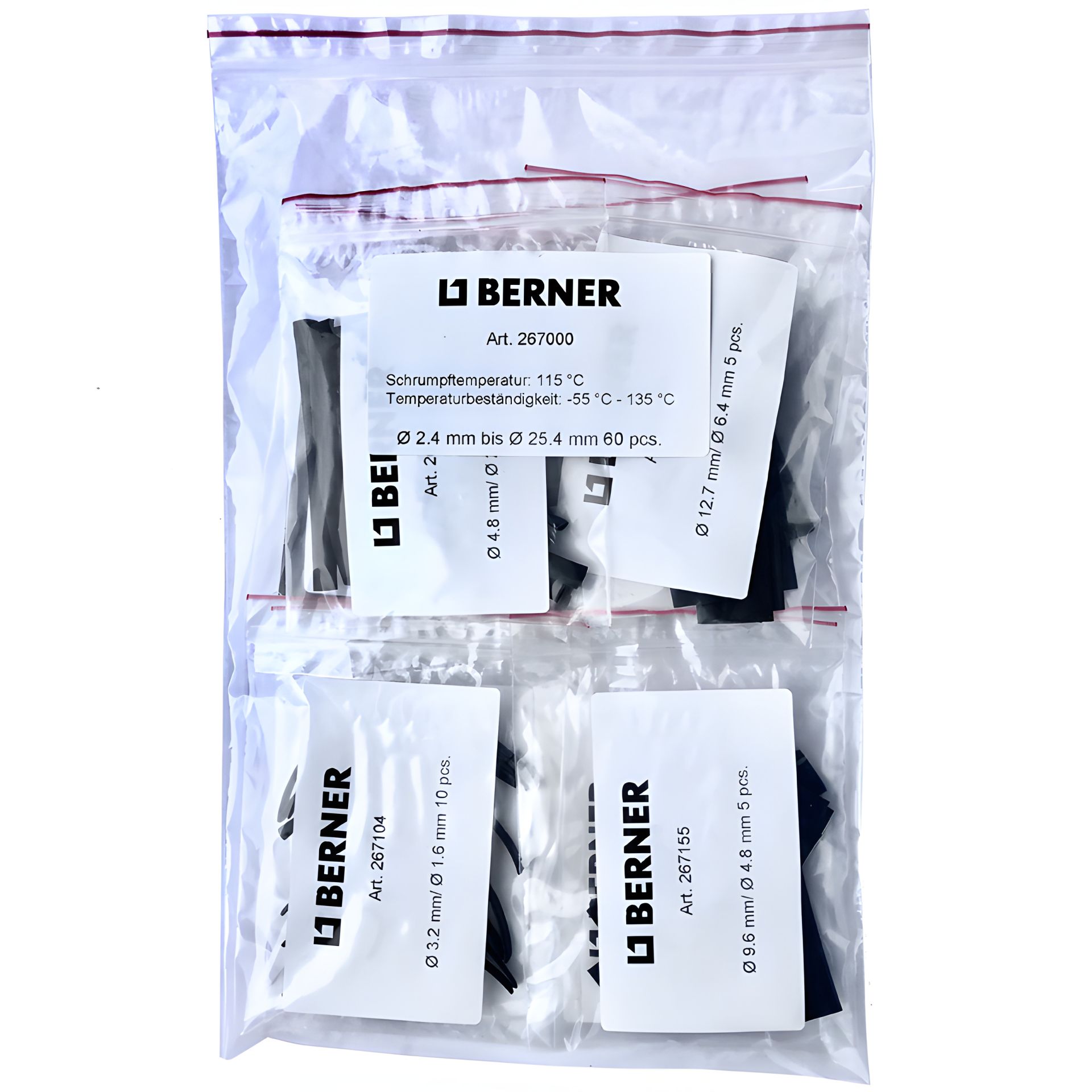 Трубок термоусадочних набір Berner 60 шт Трубок термоусадочних набір Berner 60 шт