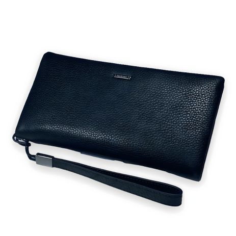 Чёрный кошелек мужской из натуральной кожи