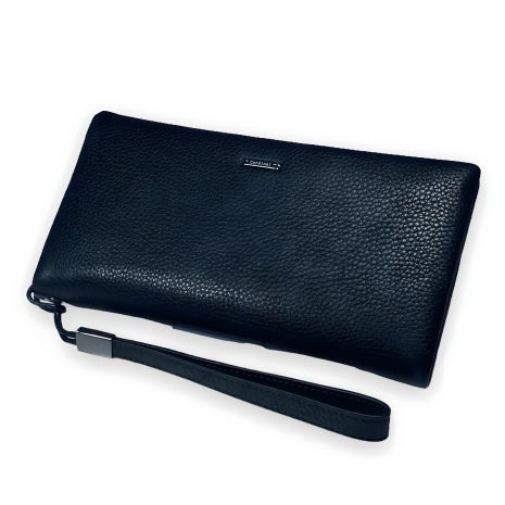 Чёрный кошелек мужской из натуральной кожи