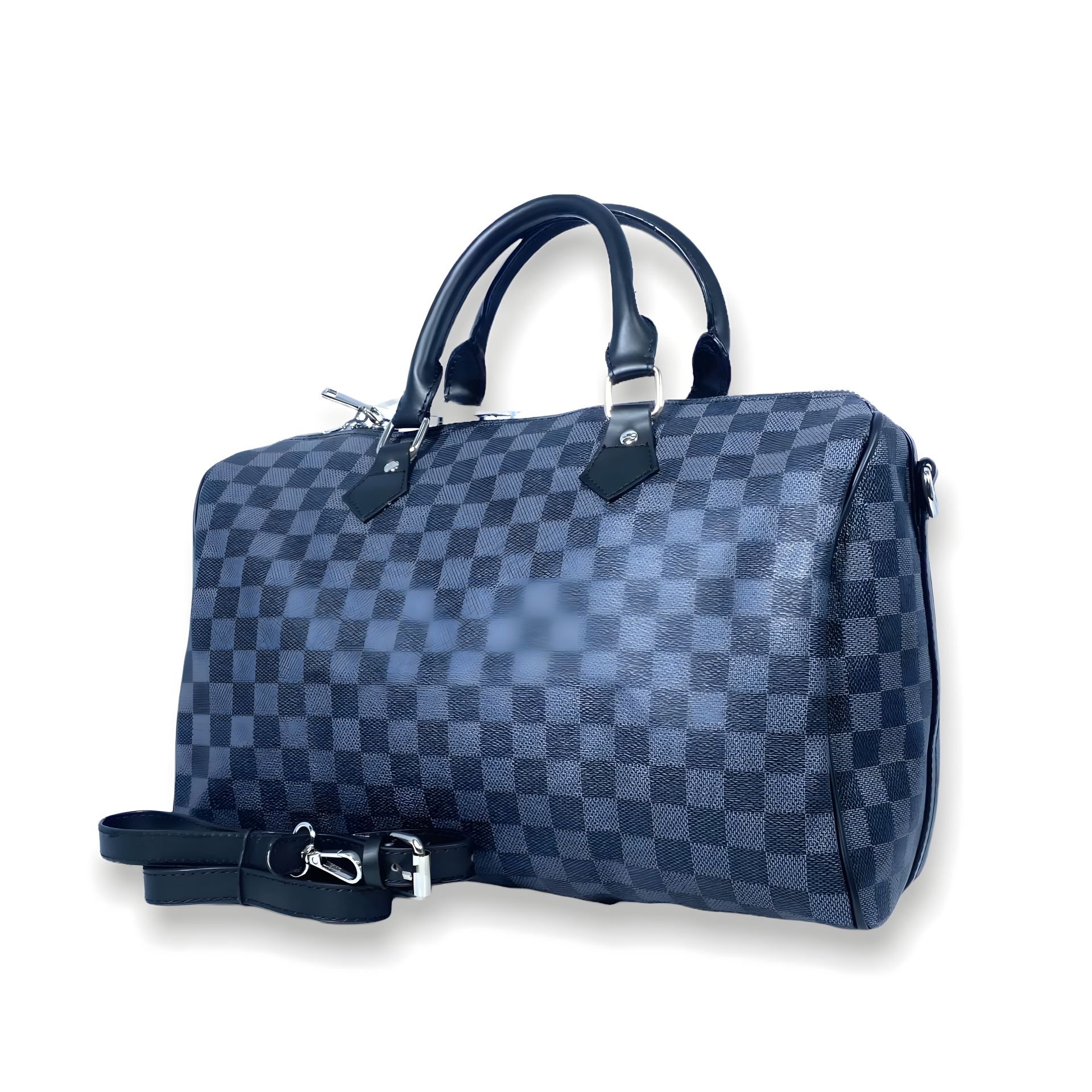 Дорожная сумка из кожзаменителя объемом 11 л, серо-черная Дорожная сумка из кожзаменителя объемом 11 л, серо-черная