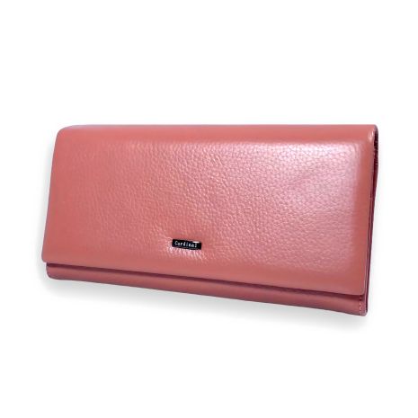 Кожаный кошелек розового цвета, 4 отделения для купюр