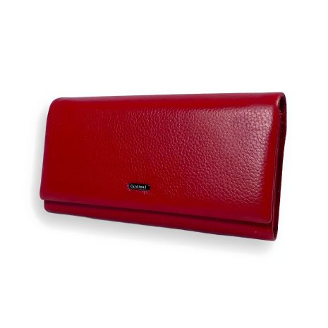 Червоний шкіряний жіночий гаманець, компактний з 4 відділами для купюр