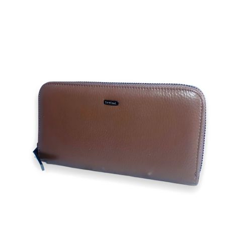 Коричневый женский кожаный кошелек с застежкой на молнии