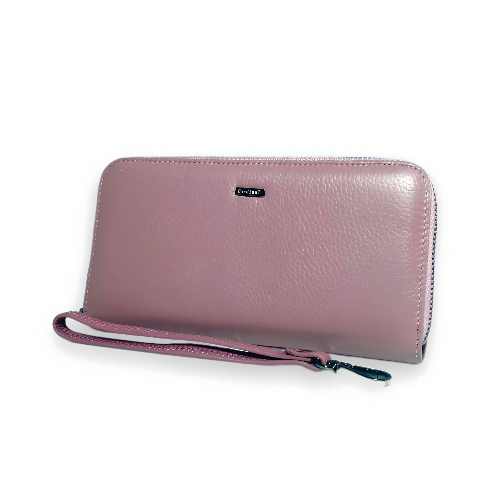 Шкіряний гаманець з застібкою на блискавці, колір пудра, елегантний Шкіряний гаманець з застібкою на блискавці, колір пудра, елегантний