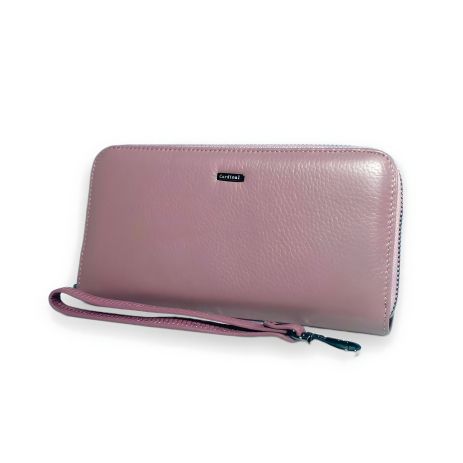Элегантный кошелек, кожаный с застежкой на молнии, цвет пудра Элегантный кошелек, кожаный с застежкой на молнии, цвет пудра