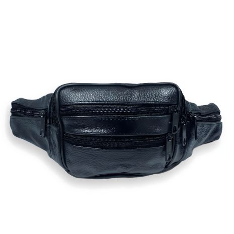 Сумка-бананка на пояс зі шкіри, чорна Сумка-бананка на пояс зі шкіри, чорна