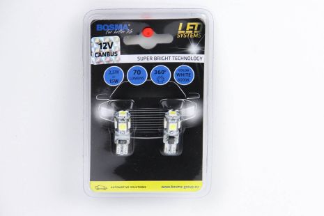 Автомобільна лампа T10 LED 12V 5XSMD 5050 LED БІЛА ДВІЙНА ПОЛЯРНІСТЬ CANBUS Упаковка з 2 шт., BO