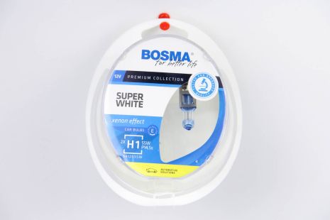 Автолампа H1 SUPER WHITE 12V 55W P14,5S 2 шт. BOSMA (3721)