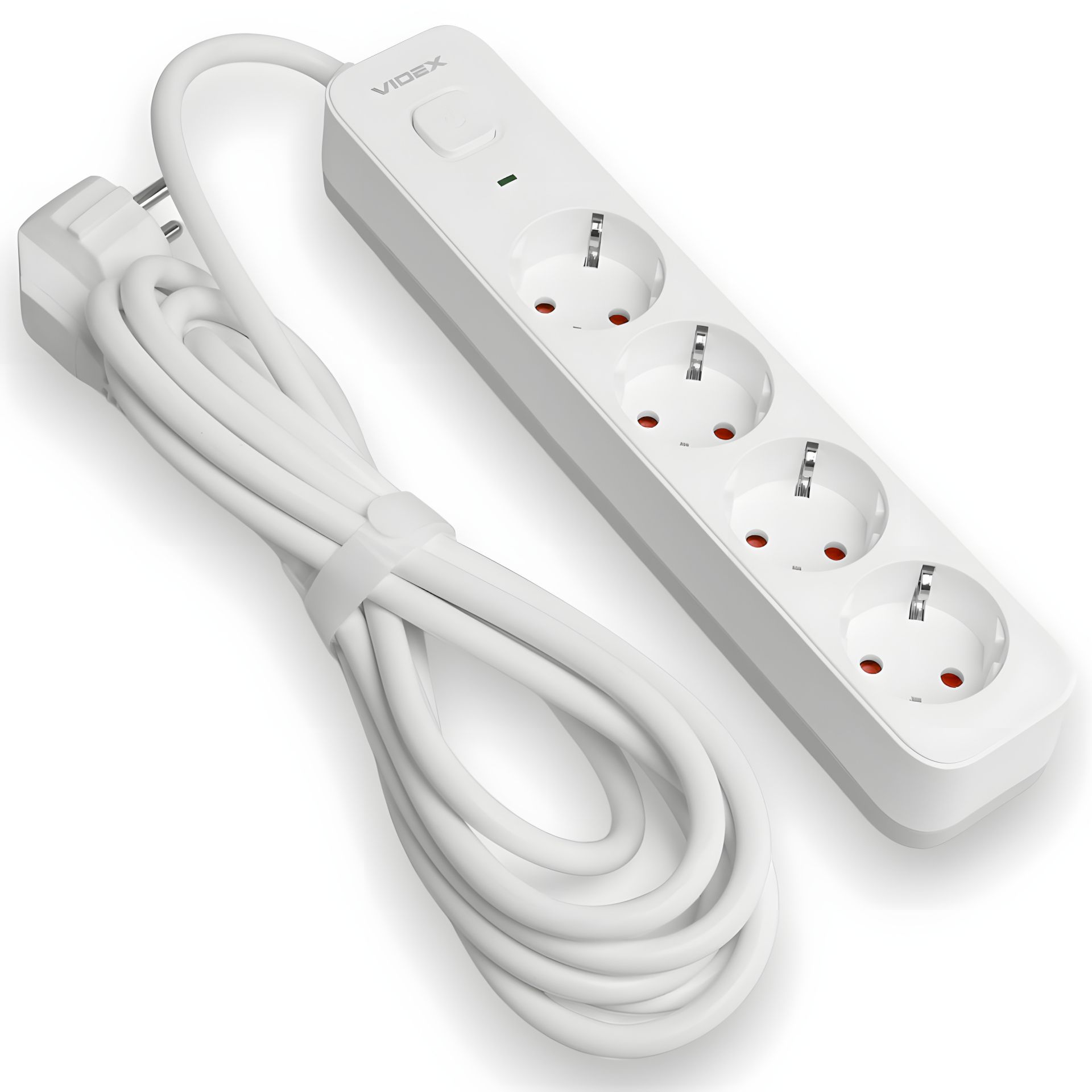 Сетевой удлинитель VIDEX VF-PD43G-W на 3 м, 4 гнезда, с заземлением и защитой от детей, белый Сетевой удлинитель VIDEX VF-PD43G-W на 3 м, 4 гнезда, с заземлением и защитой от детей, белый