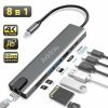 УЦІНКА!Мультифункціональний USB Type-C хаб Addap MH-04, 8 в 1: HDMI / HDTV + PD + USB C + SD + TF + RJ45
