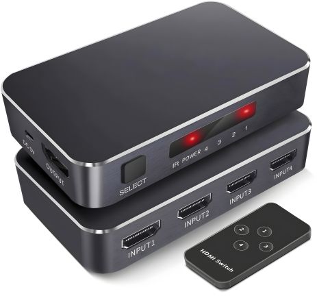 HDMI комутатор | світч на 4 порти Addap HVS-05, чотиринаправлений відео перемикач, 4К, Чорний HDMI комутатор | світч на 4 порти Addap HVS-05, чотиринаправлений відео перемикач, 4К, Чорний
