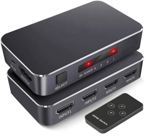 HDMI комутатор | світч на 4 порти Addap HVS-05, чотиринаправлений відео перемикач, 4К, Чорний HDMI комутатор | світч на 4 порти Addap HVS-05, чотиринаправлений відео перемикач, 4К, Чорний