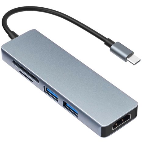 Мультипортовий USB-C хаб-розгалужувач для ноутбука Addap MH-11 | Адаптер 5в1: USB 3.0/USB-C/SD/MicroSD