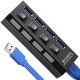 USB 3,0 Hub | Хаб на 4 USB порти з перемикачем Addap UH-02, Чорний