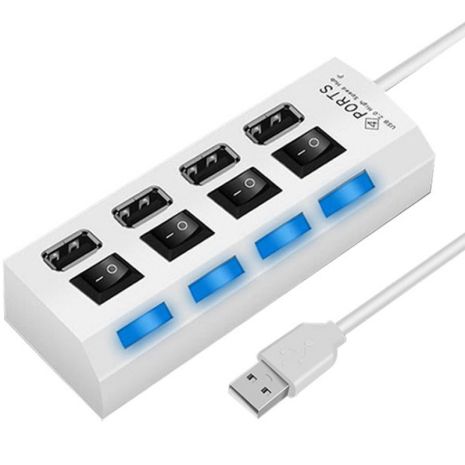 USB 2.0 Hub | Hab на 4 USB-портах з перемикачем Addap UH-01, білим