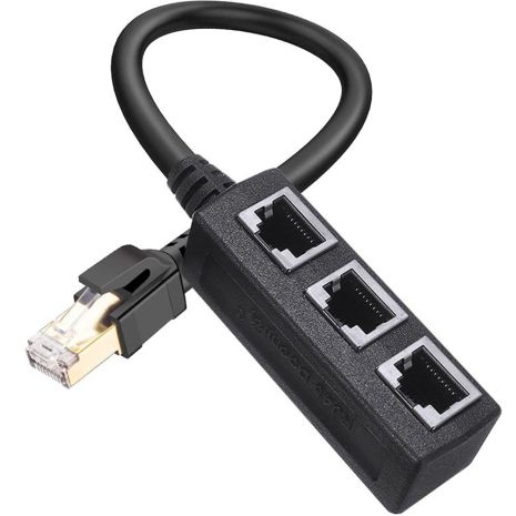 Розгалужувач - спліттер на 3 роз'єми Addap ES-01, для з'єднання через RJ45 Ethernet порт