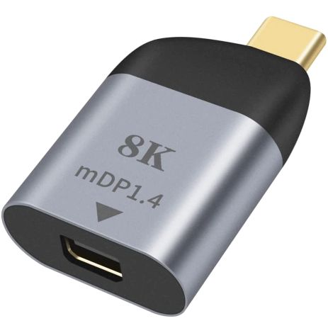 Адаптер, конвертер з Type-C на mini DisplayPort (mDP1.4) для передачі 8K/60Hz відео Addap UC2MDP-01, перехідник для ноутбука, проектора, телевізора