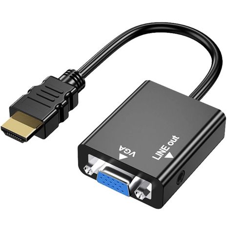 Адаптер, перехідник з HDMI на VGA для передачі відео та аудіосигналу Addap HDMI2VGA-01, 1080P