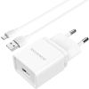 Зарядний пристрій СЗУ + Кабель micro USB Borofone BA19A, 5V, 1.0A, White