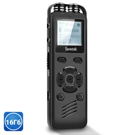 Професійний цифровий диктофон Savetek GS-R69, 16 Гб, стерео, з голосовою активацією та шумозаглушенням, до 54 годин запису Професійний цифровий диктофон Savetek GS-R69, 16 Гб, стерео, з голосовою активацією та шумозаглушенням, до 54 годин запису