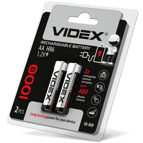 Акумулятори пальчикові Ni-MH на 1000mAh Videx HR6/AA, 2шт