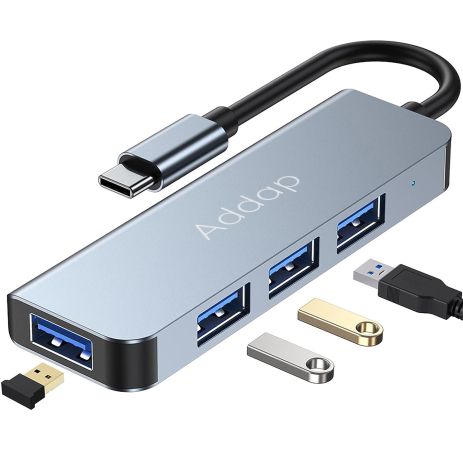 USB Type-C Hub, концентратор для ноутбука Addap UH-06, Хаб на 4 порта