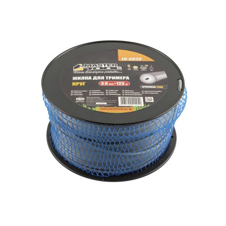 Триммерная леска круглая армированная 3.00 мм, 123 м, катушка MASTERTOOL 19-0830