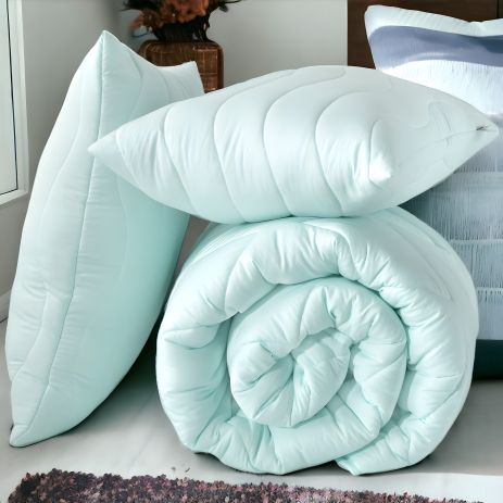 Комплект TROPICAL IDEIA: одеяло 200х220 см и 2 подушки 50х70 см мятного цвета (8-32436*002) Комплект TROPICAL IDEIA: одеяло 200х220 см и 2 подушки 50х70 см мятного цвета (8-32436*002)