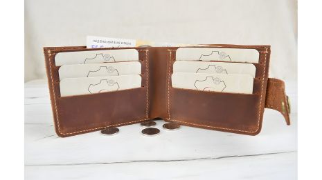 Кошелек портмоне кожаный GS 9*12 см коньячный рыжий Кошелек портмоне кожаный GS 9*12 см коньячный рыжий