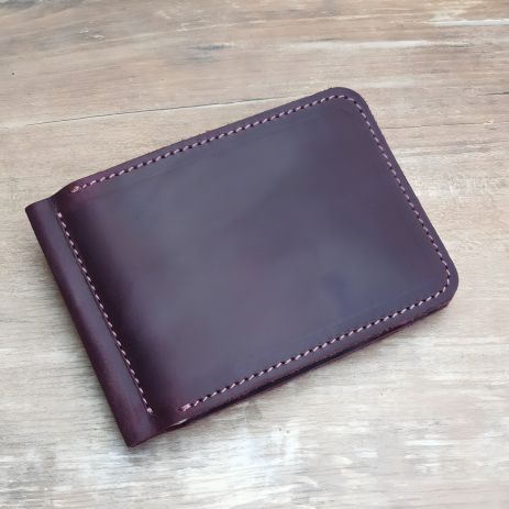 Бордовий шкіряний гаманець з притиском та монетницею GS 12,5*8,5 см Бордовий шкіряний гаманець з притиском та монетницею GS 12,5*8,5 см