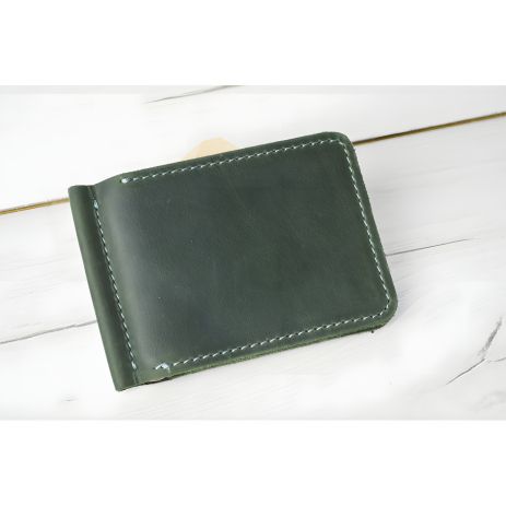 Зеленый кожаный кошелек с зажимом для купюр и монетницей GS 12,5 * 8,5 см Зеленый кожаный кошелек с зажимом для купюр и монетницей GS 12,5 * 8,5 см