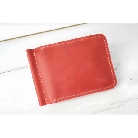 Кошелек кожаный с прижимом для купюр и монетницей GS 12,5 * 8,5 см красный