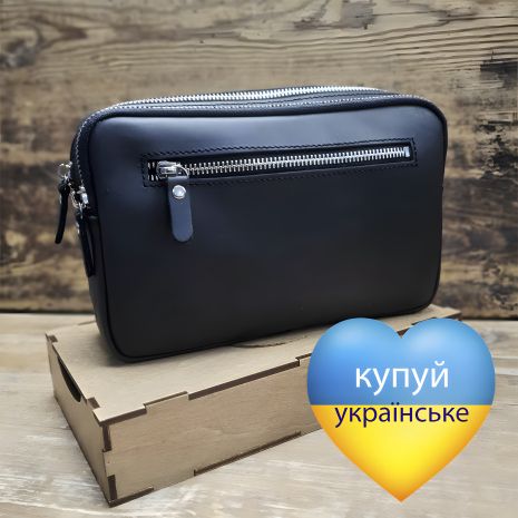 Чорна чоловіча сумка клатч шкіряна GS Чорна чоловіча сумка клатч шкіряна GS