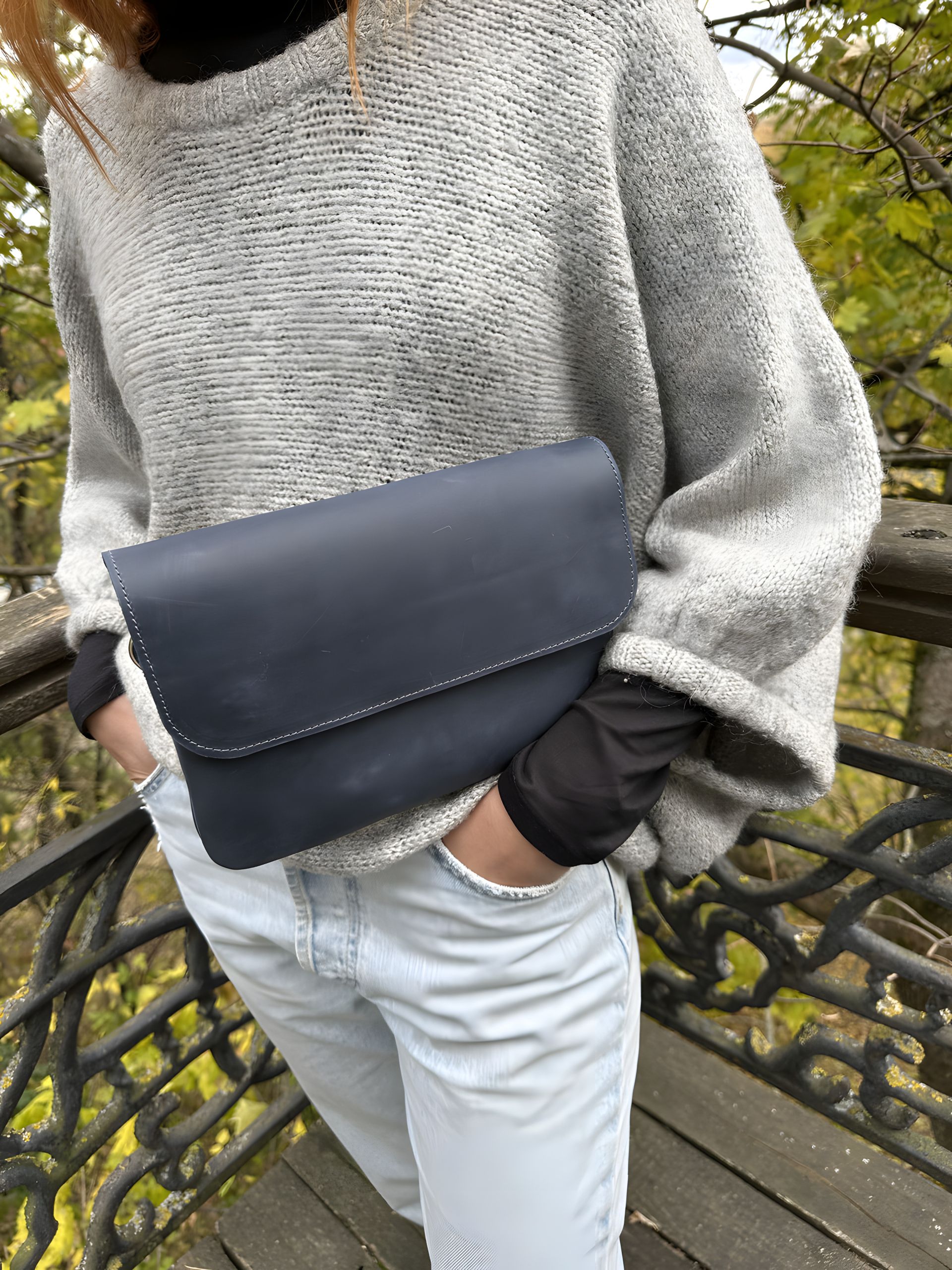 Жіноча шкіряна сумка-клатч GS синя Жіноча шкіряна сумка-клатч GS синя