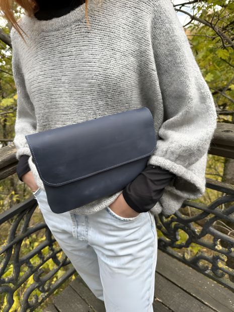 Жіноча шкіряна сумка-клатч GS синя