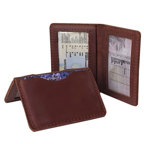 Кожаная обложка для id паспорта, автодокументов, карт GS коньячная