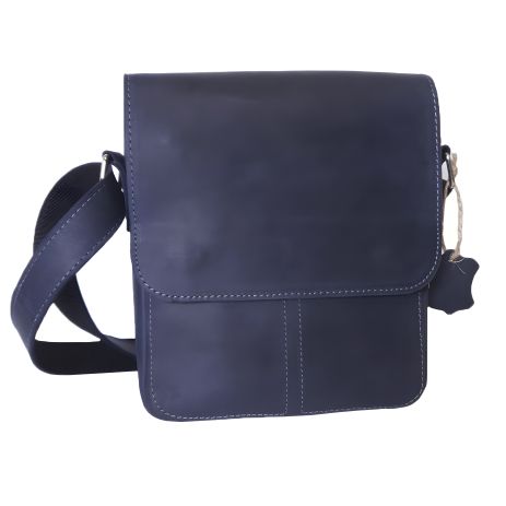 Мужская повседневная сумка GS кожаная 23*20*5 см синяя