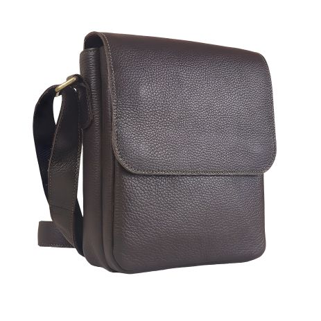 Сумка мужская кожаная для документов 2 отдела GS коричневая флотар 23*20*7 см