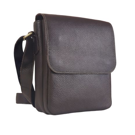 Сумка мужская кожаная для документов 2 отдела GS коричневая флотар 23*20*7 см