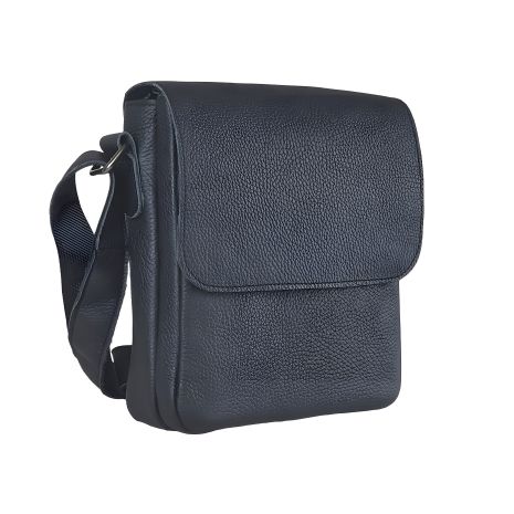 Чоловіча сумка шкіряна, 2 відділи GS 23*20*7 см чорна флотар